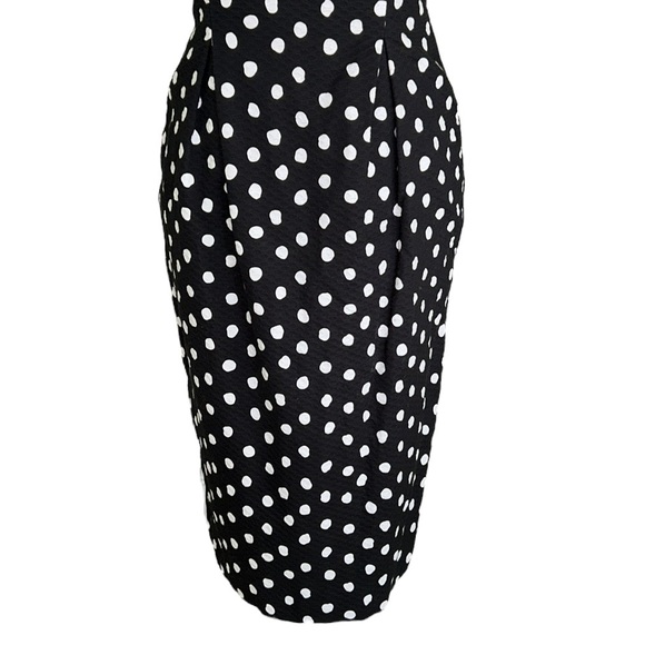 Lillie Rubin Vintage Strapless Black White Polka Dot Print Midi Pencil Dress 6 - Picture 5 of 12